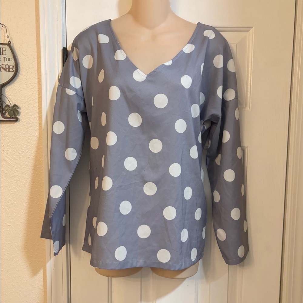 MISSLOOK Polka Dot V-Neck Blouse